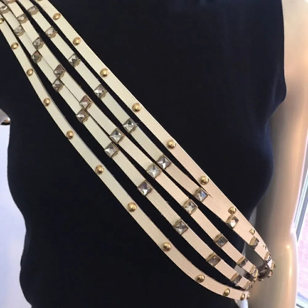 Michael Kors Studded Rhinestone 5 strand belt‎